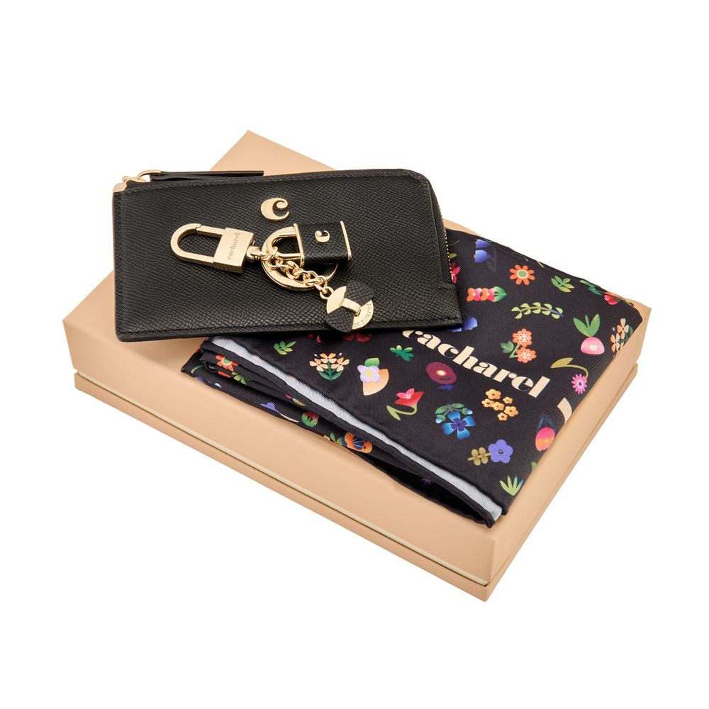 Set Séraphine Black (key ring, card holder & scarf)
