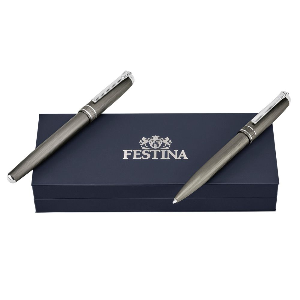 Set Classicals Brushed Gun & Chrome (ballpoint pen & rollerball pen)
