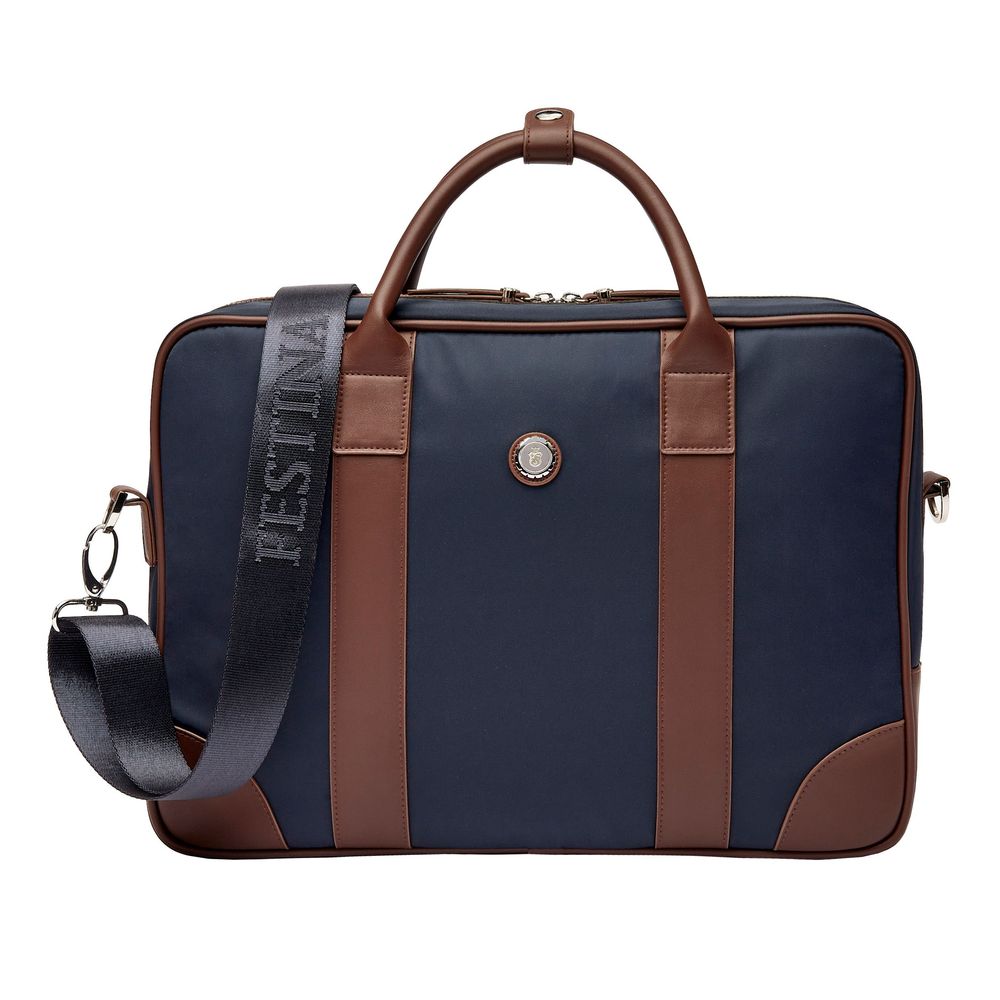 Document bag Button Navy & Brown