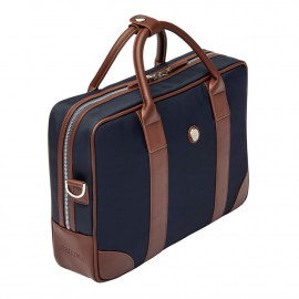 Document bag Button Navy & Brown