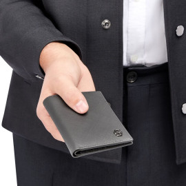 Folding card holder Double B Saffiano Grey