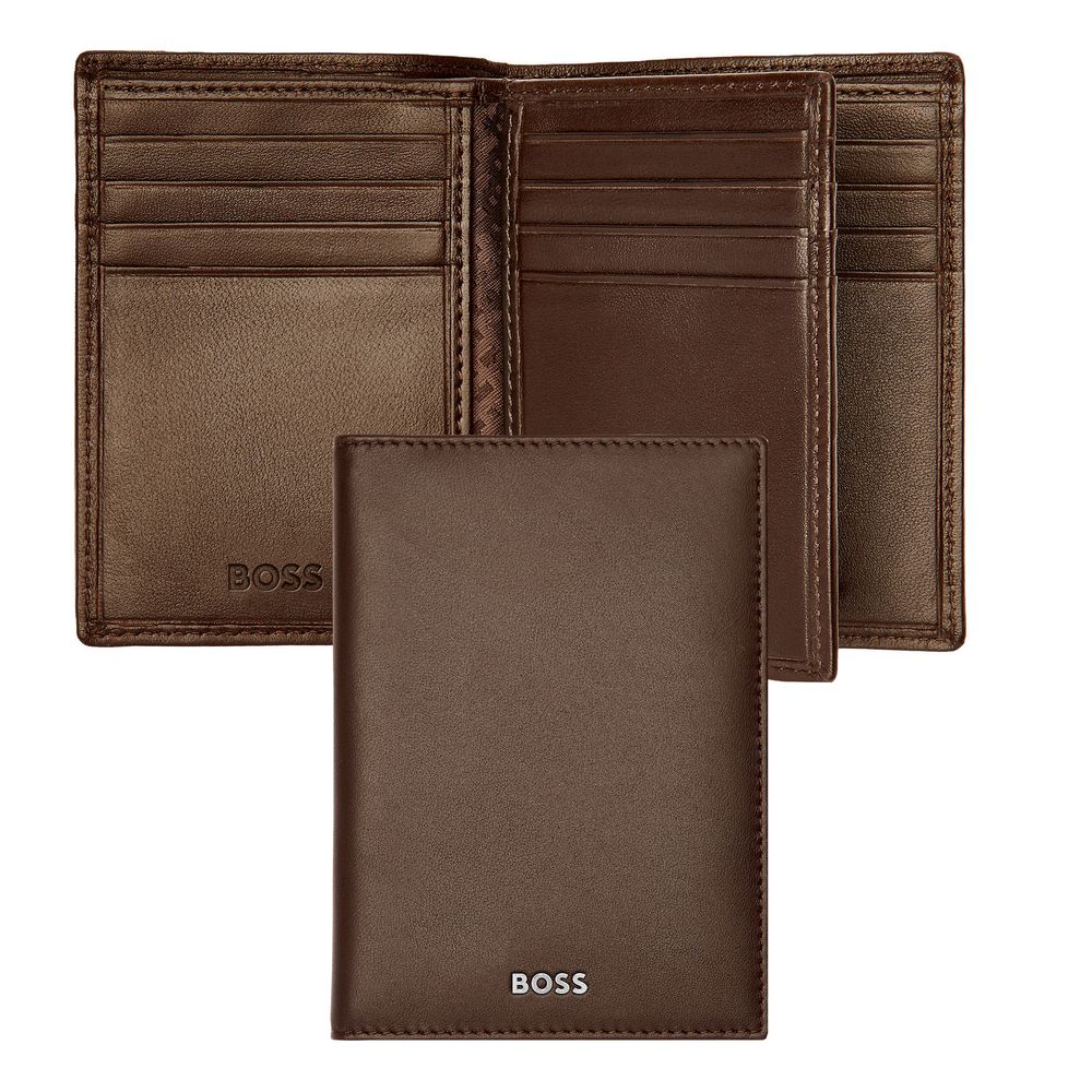 Trifold card holder Classic Smooth Brown