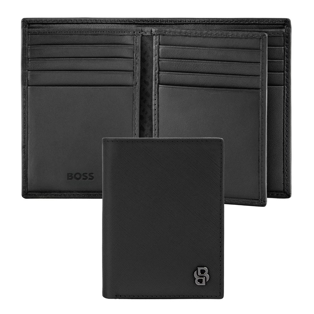 Card holder with flap Double B Saffiano Black
