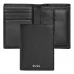 Card holder with flap and money pocket Classic Smooth Black