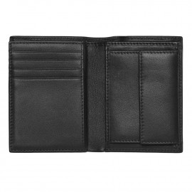 Card holder with flap and money pocket Classic Smooth Black
