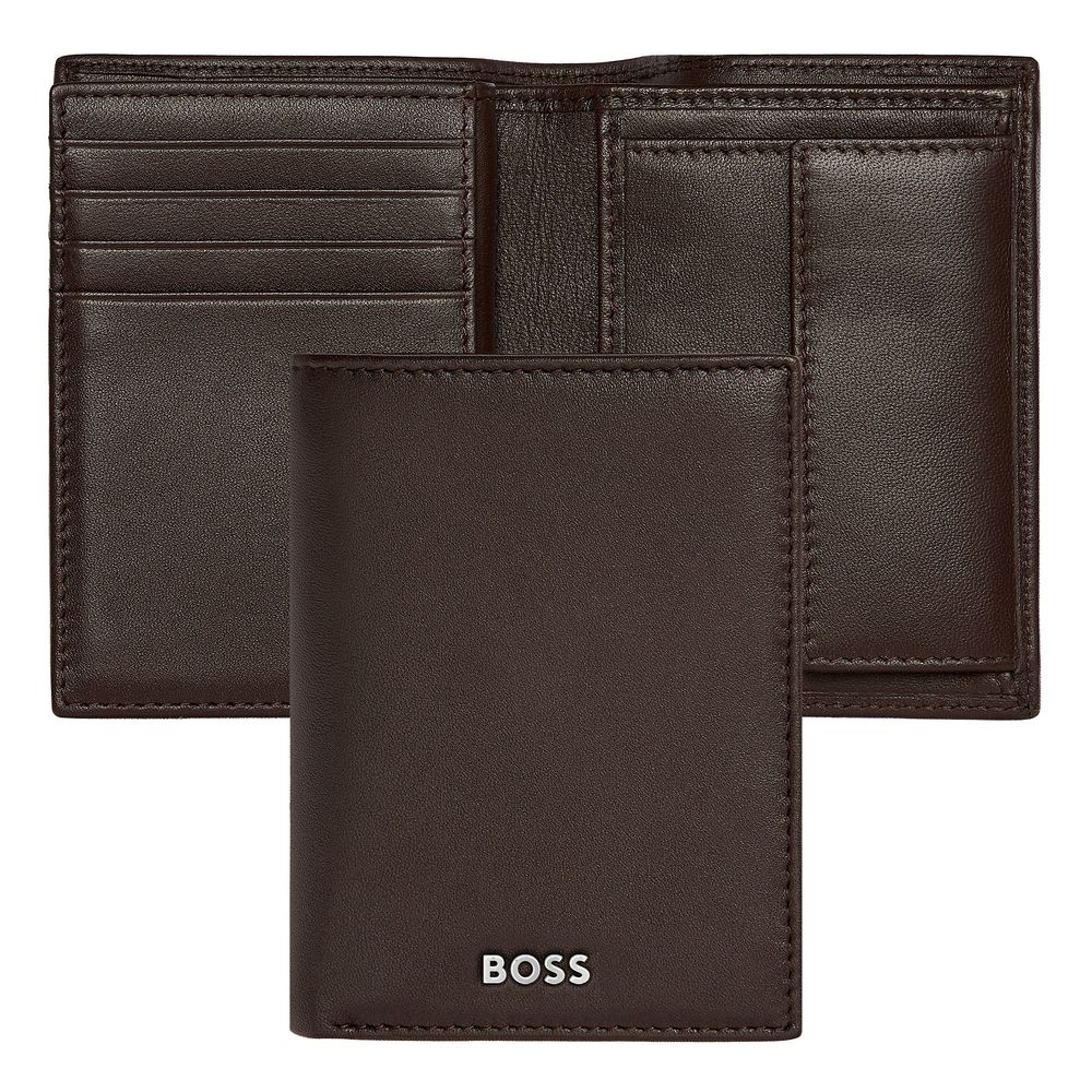 Card holder with flap and money pocket Classic Smooth Brown