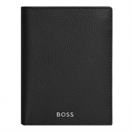 Card holder with flap and money pocket Classic Grained Black