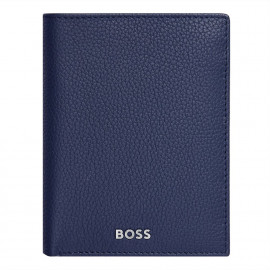 Card holder with flap and money pocket Classic Grained Navy