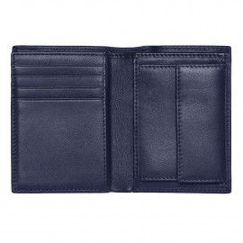 Card holder with flap and money pocket Classic Grained Navy