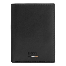Card holder with flap and money pocket Emblematic Black