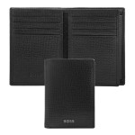 Card holder with flap and money pocket Grid Black