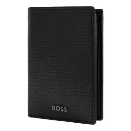 Card holder with flap and money pocket Grid Black