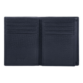 Card holder with flap and money pocket Grid Navy