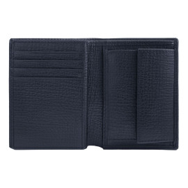 Card holder with flap and money pocket Grid Navy