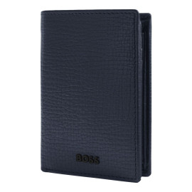 Card holder with flap and money pocket Grid Navy