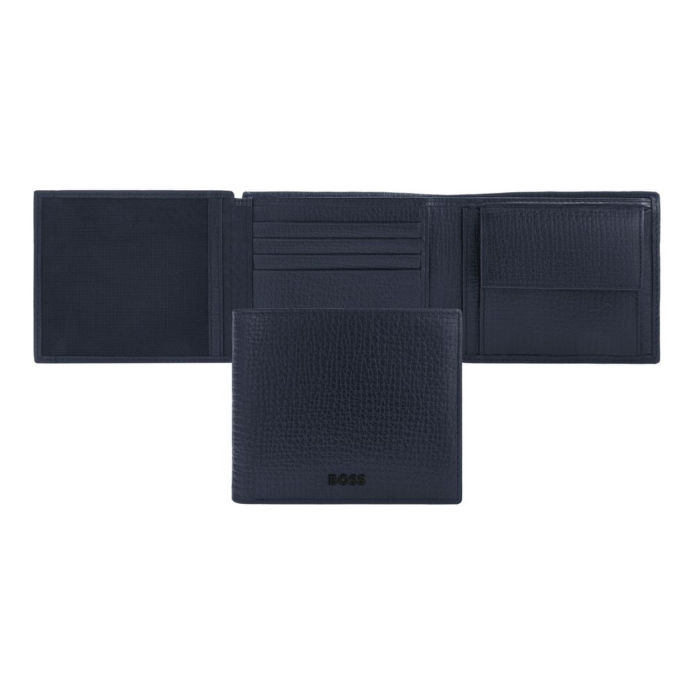 Money wallet with flap Grid Navy
