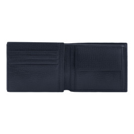 Money wallet with flap Grid Navy