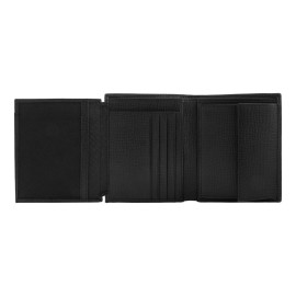 Money wallet with flap Grid Black