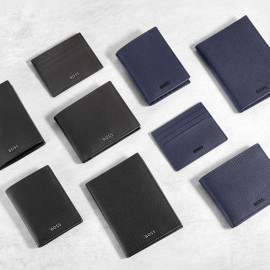 Money wallet with flap Grid Navy