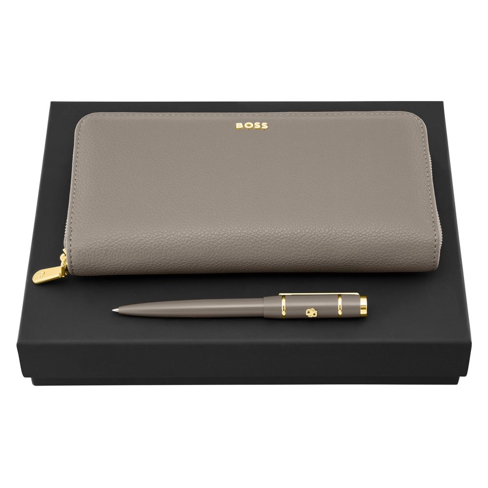 Set HUGO BOSS Taupe (ballpoint pen & travel purse)